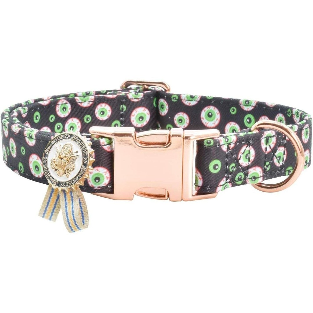 Eyeball Print Dog Collar with Rose Gold Metal Buckle  S -10/14inches